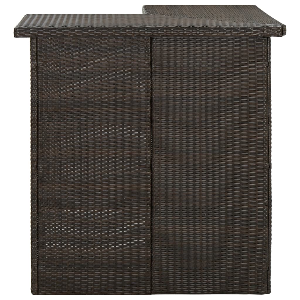 Hoekbartafel 00X50X05 Cm Poly Rattan Bruin