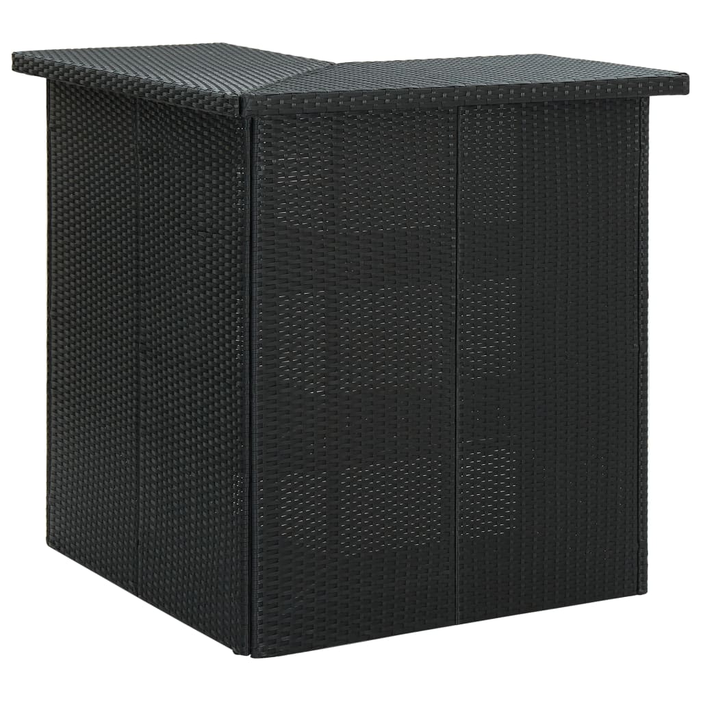 Hoekbartafel 00X50X05 Cm Poly Rattan Zwart