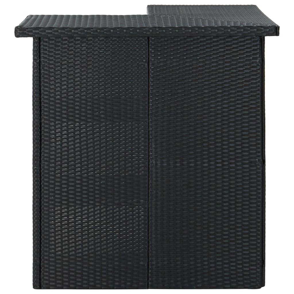 Hoekbartafel 00X50X05 Cm Poly Rattan Zwart