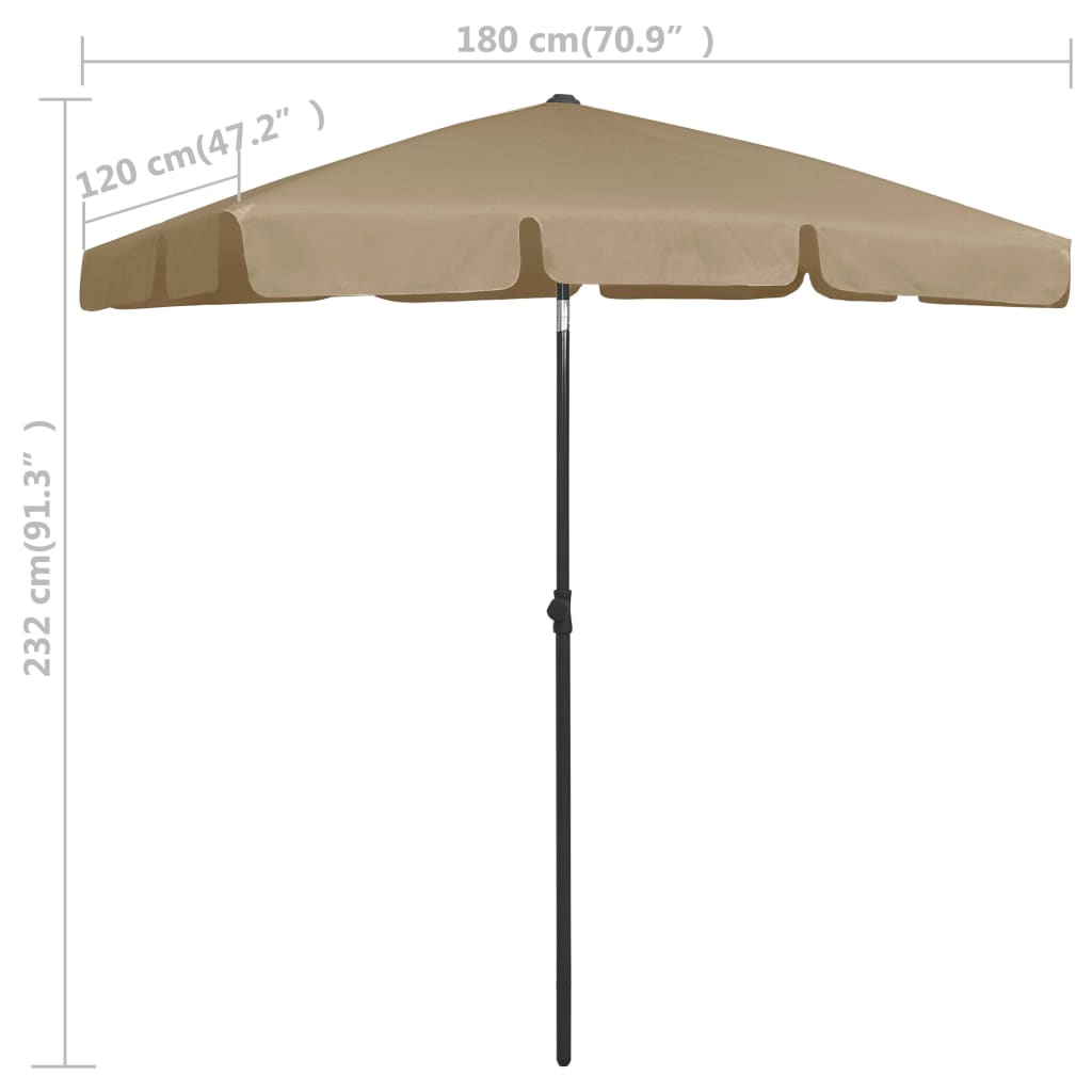 Strandparasol 180X120 Cm Taupe 180 x 120 cm