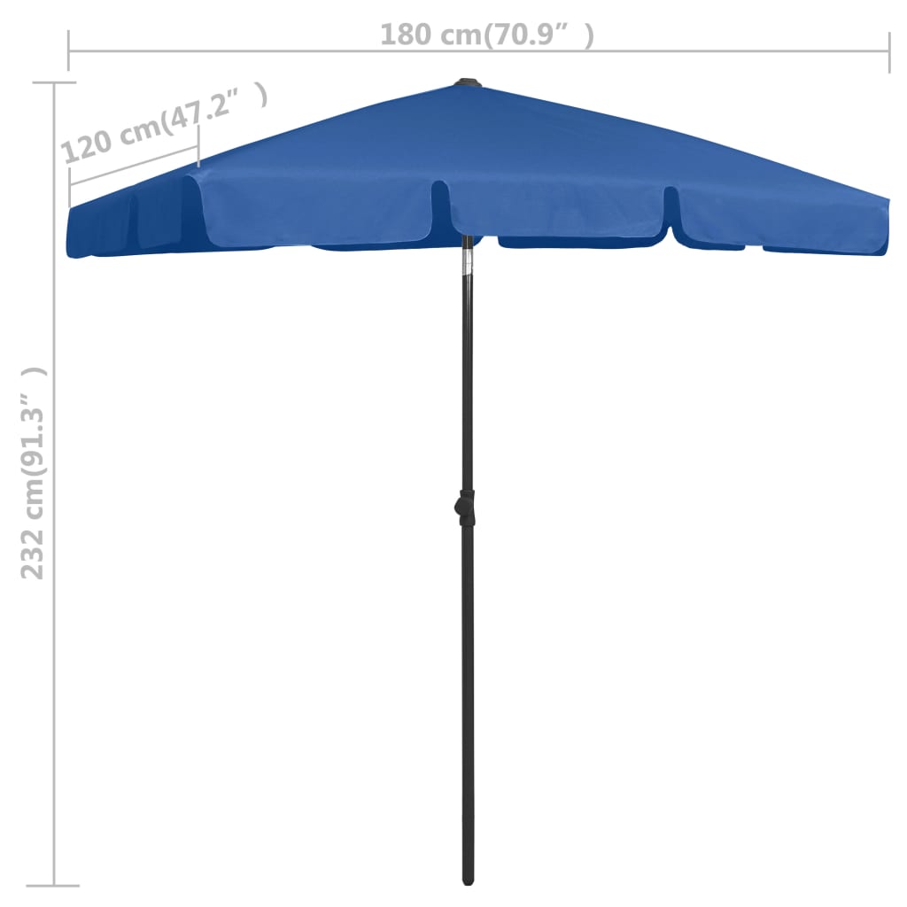 Strandparasol 180X120 Cm Azuurblauw 180 x 120 cm azure blue