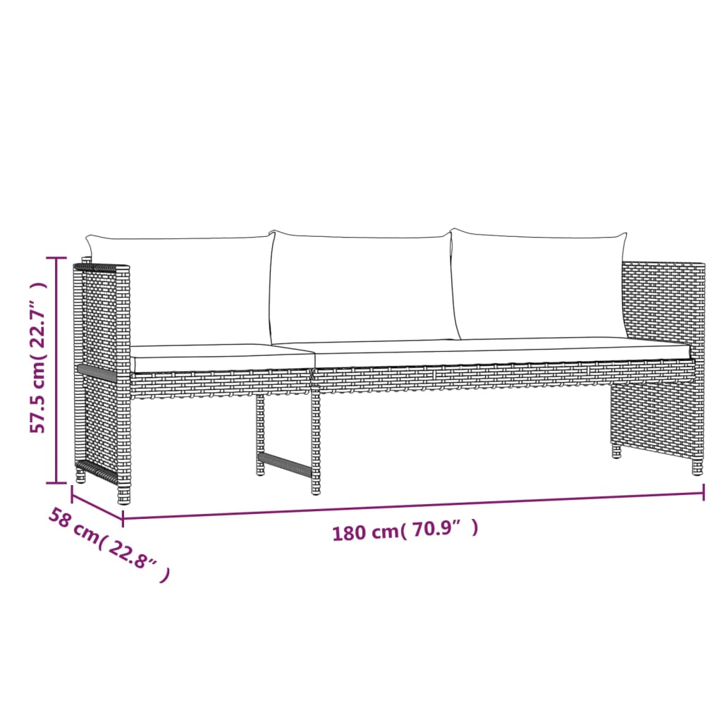 6-Delige Loungeset Met Kussens Poly Rattan Grijs 1