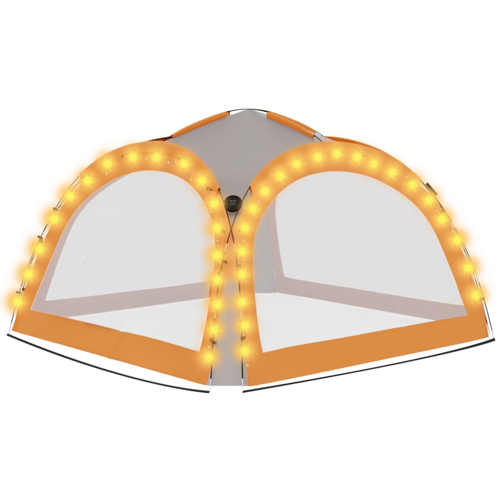 Partytent Met Led En 4 Zijwanden 3,6X3,6X2,3 M Grijs en oranje