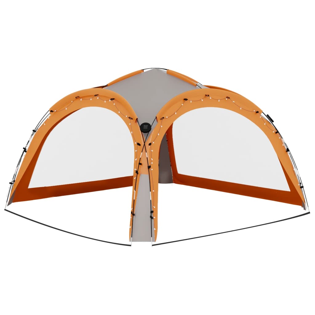 Partytent Met Led En 4 Zijwanden 3,6X3,6X2,3 M Grijs en oranje