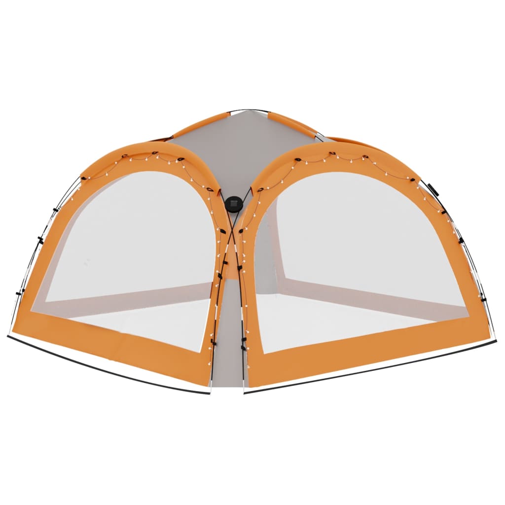 Partytent Met Led En 4 Zijwanden 3,6X3,6X2,3 M Grijs en oranje