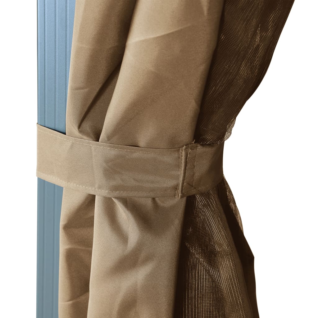 Prieel Met Gordijn Aluminium 400 x 300 cm Taupe