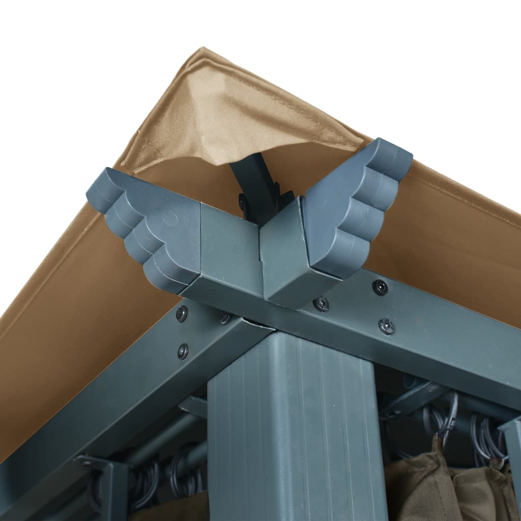 Prieel Met Gordijn Aluminium 400 x 300 cm Taupe