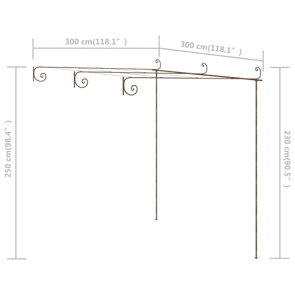 Tuinpergola 3x3x2,5 m ijzer antiekbruin