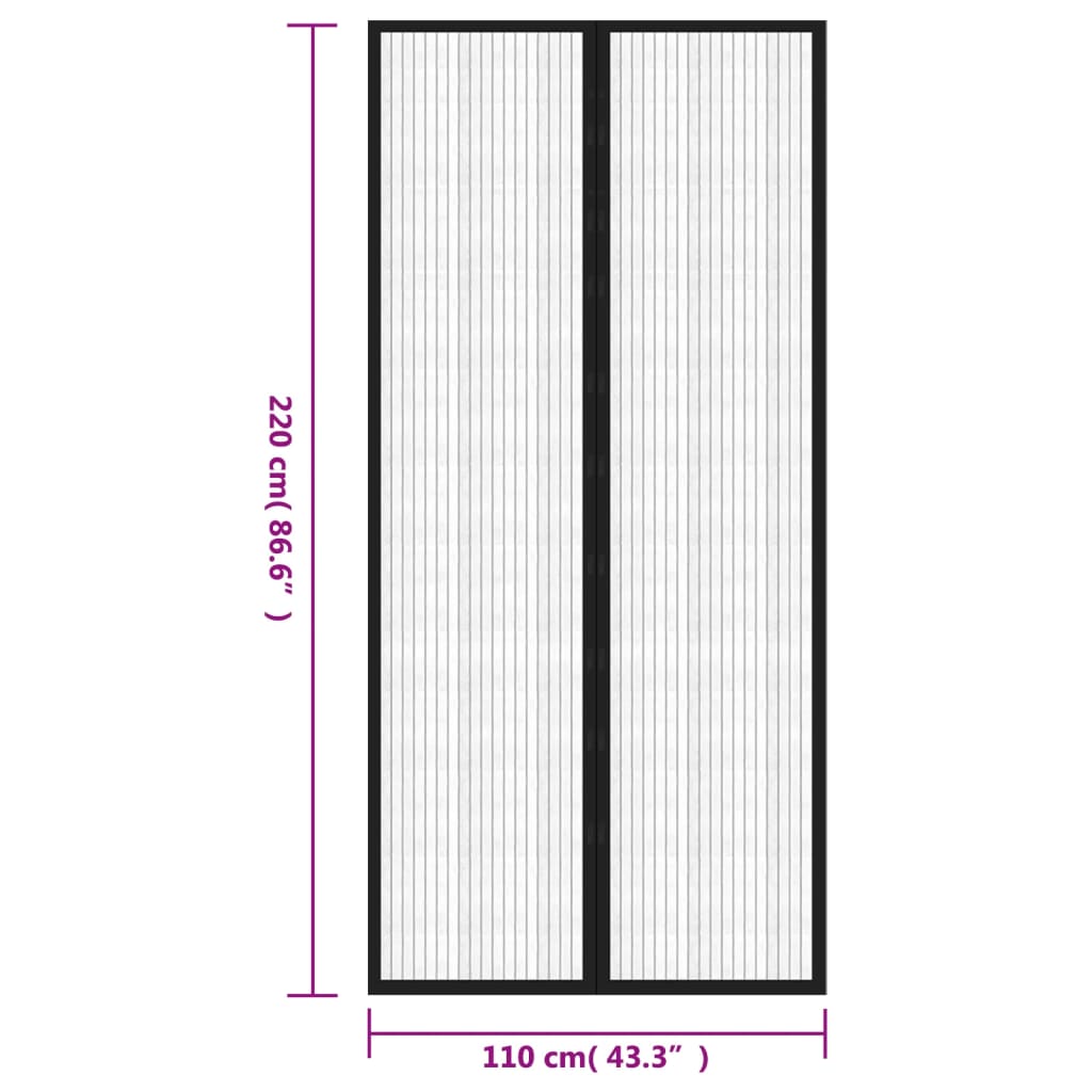 Insectendeurgordijnen 2 st magnetisch 220x110 cm zwart