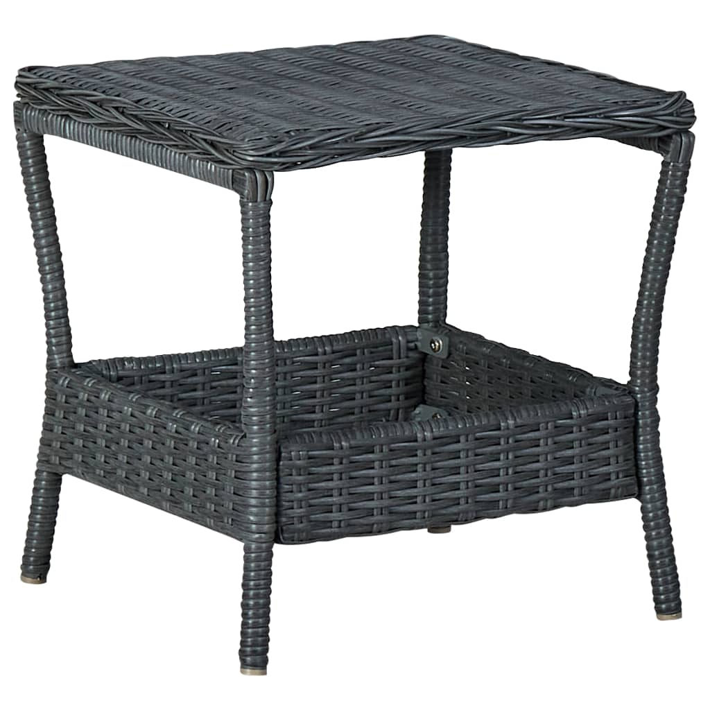 Tuintafel 45X45X46,5 Cm Poly Rattan Donkergrijs