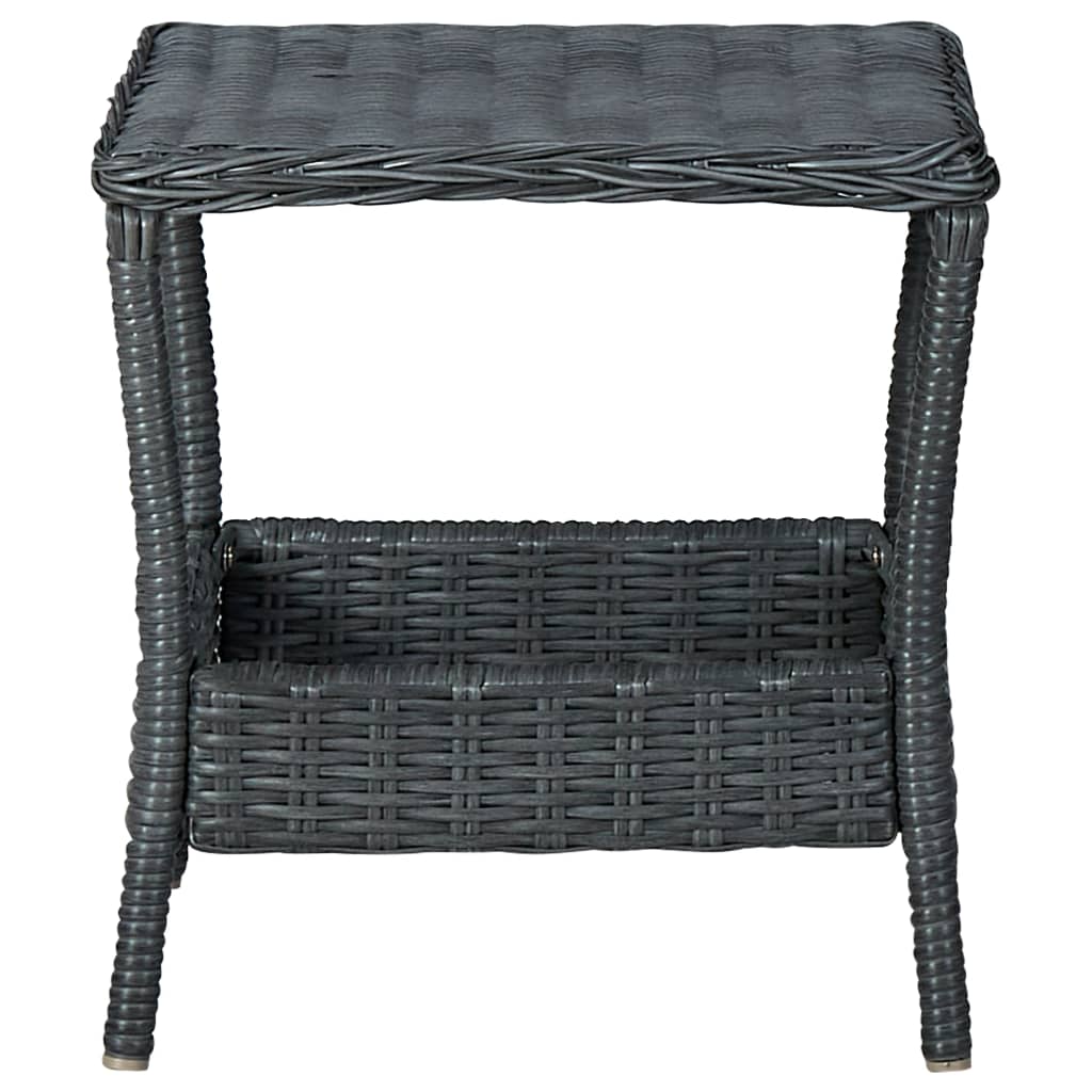 Tuintafel 45X45X46,5 Cm Poly Rattan Donkergrijs