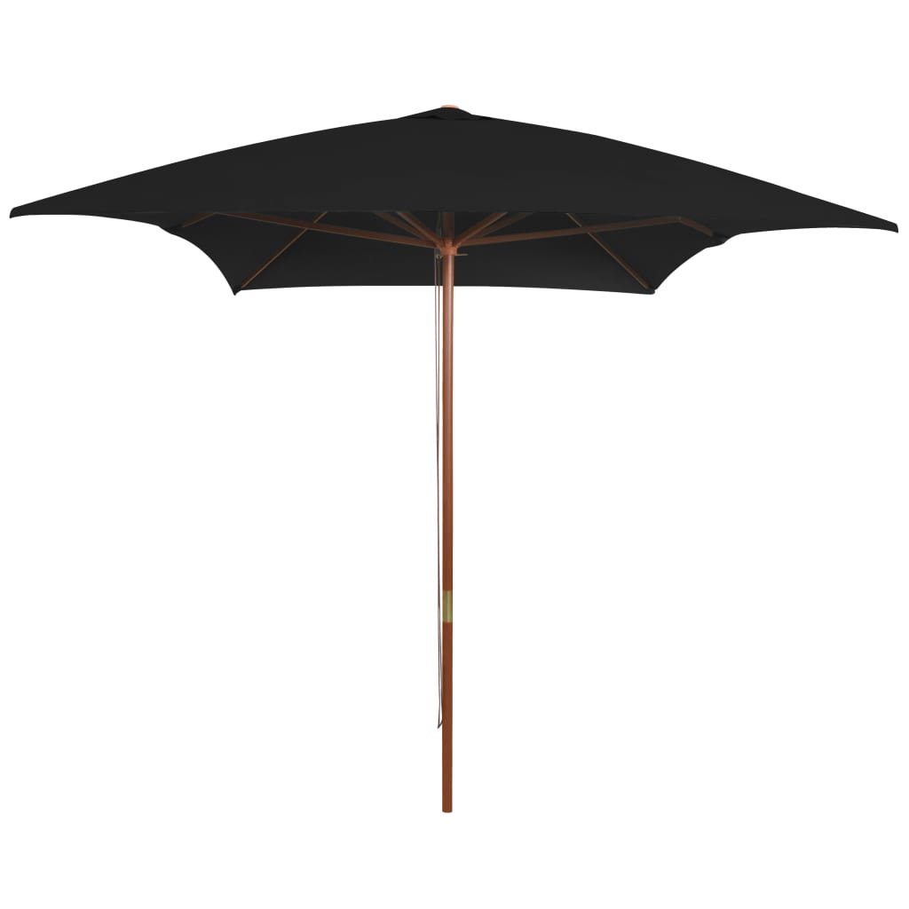 Parasol Met Houten Paal 200X300 Cm Zwart