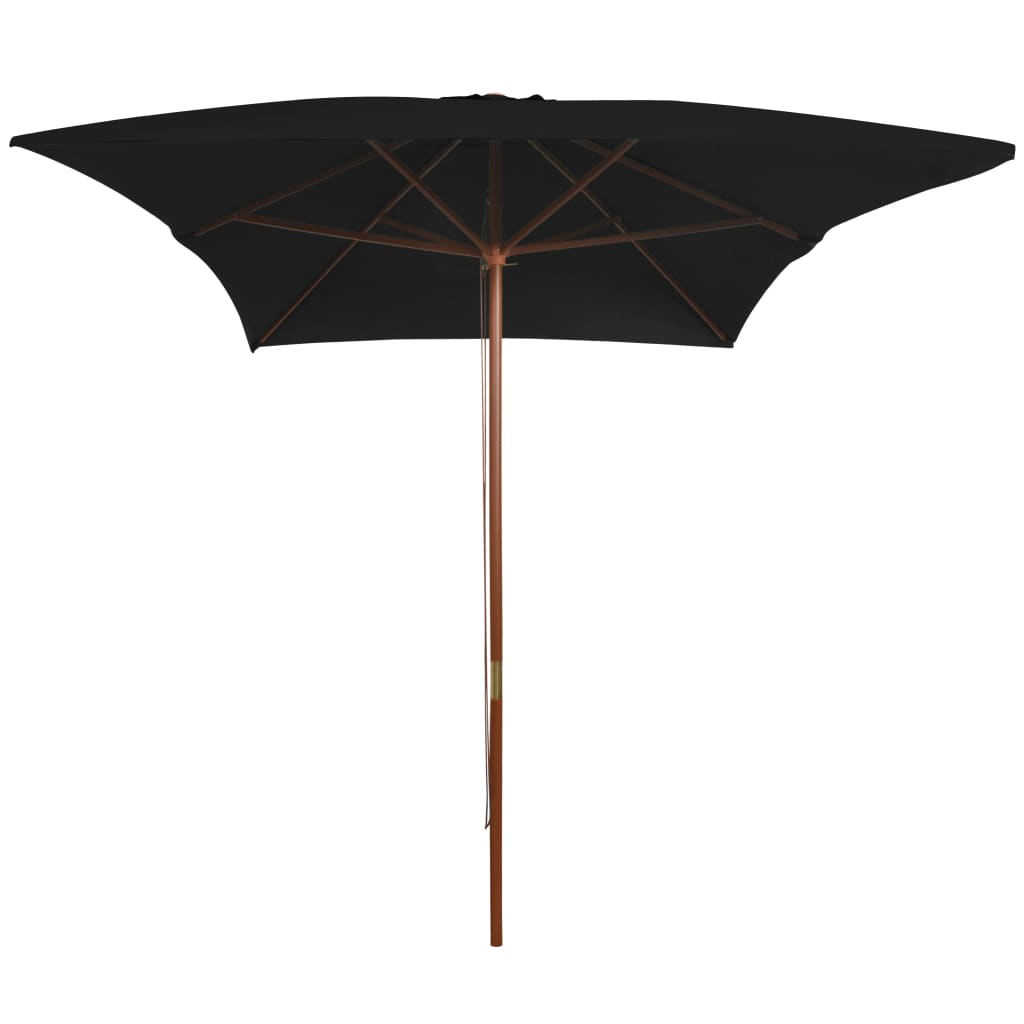 Parasol Met Houten Paal 200X300 Cm Zwart