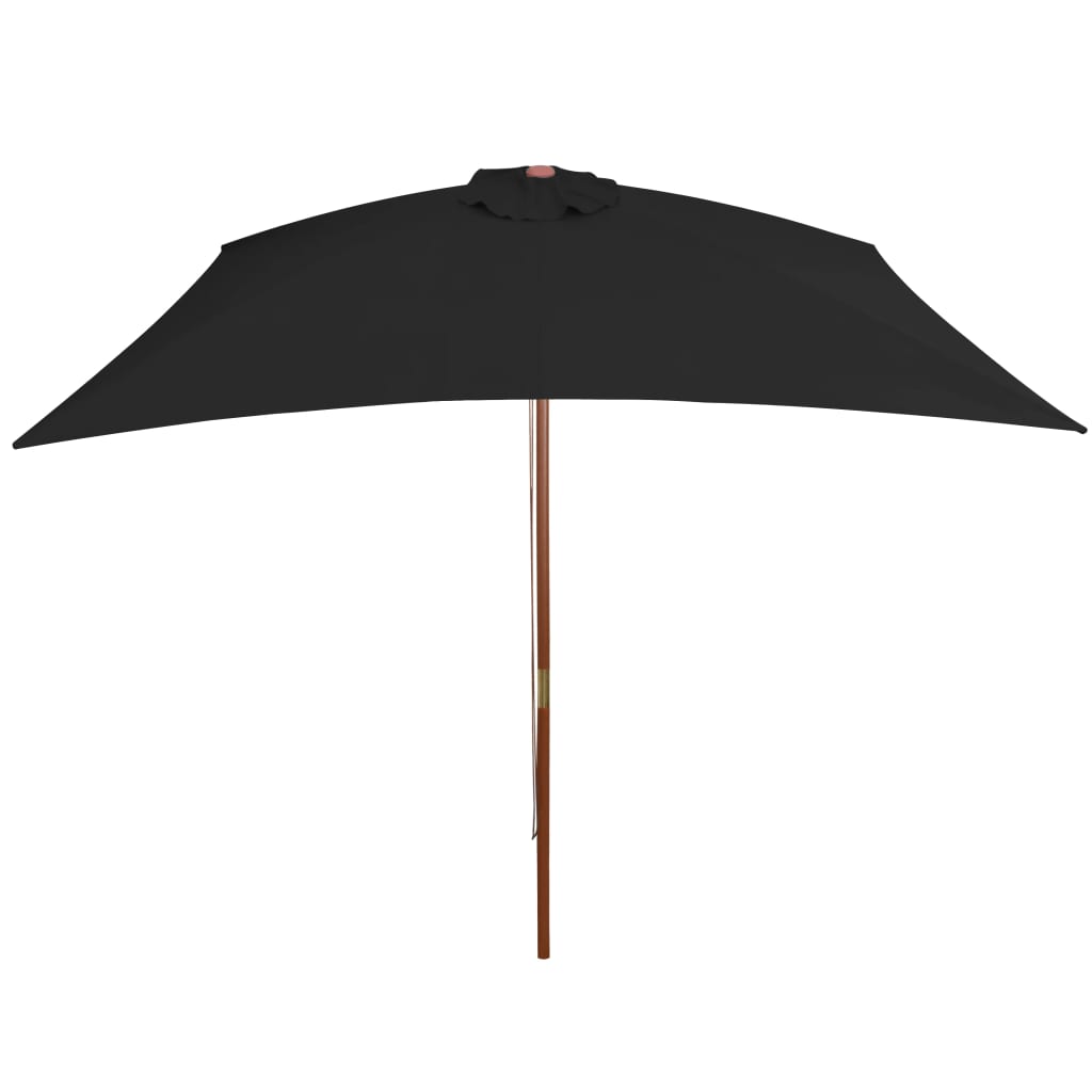 Parasol Met Houten Paal 200X300 Cm Zwart