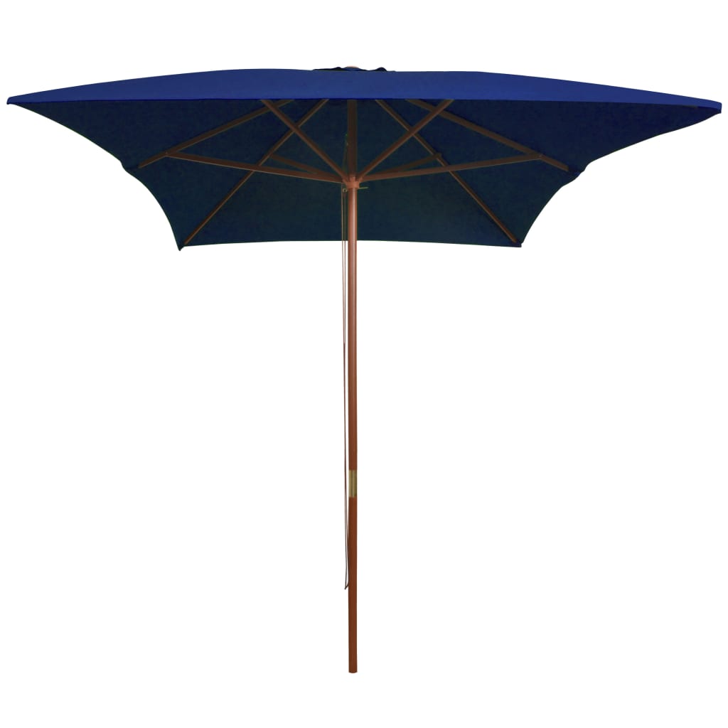 Parasol Met Houten Paal 200X300 Cm Blauw