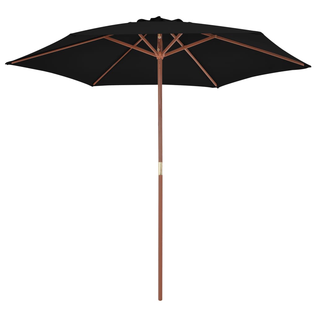 Parasol Met Houten Paal 270 Cm Zwart