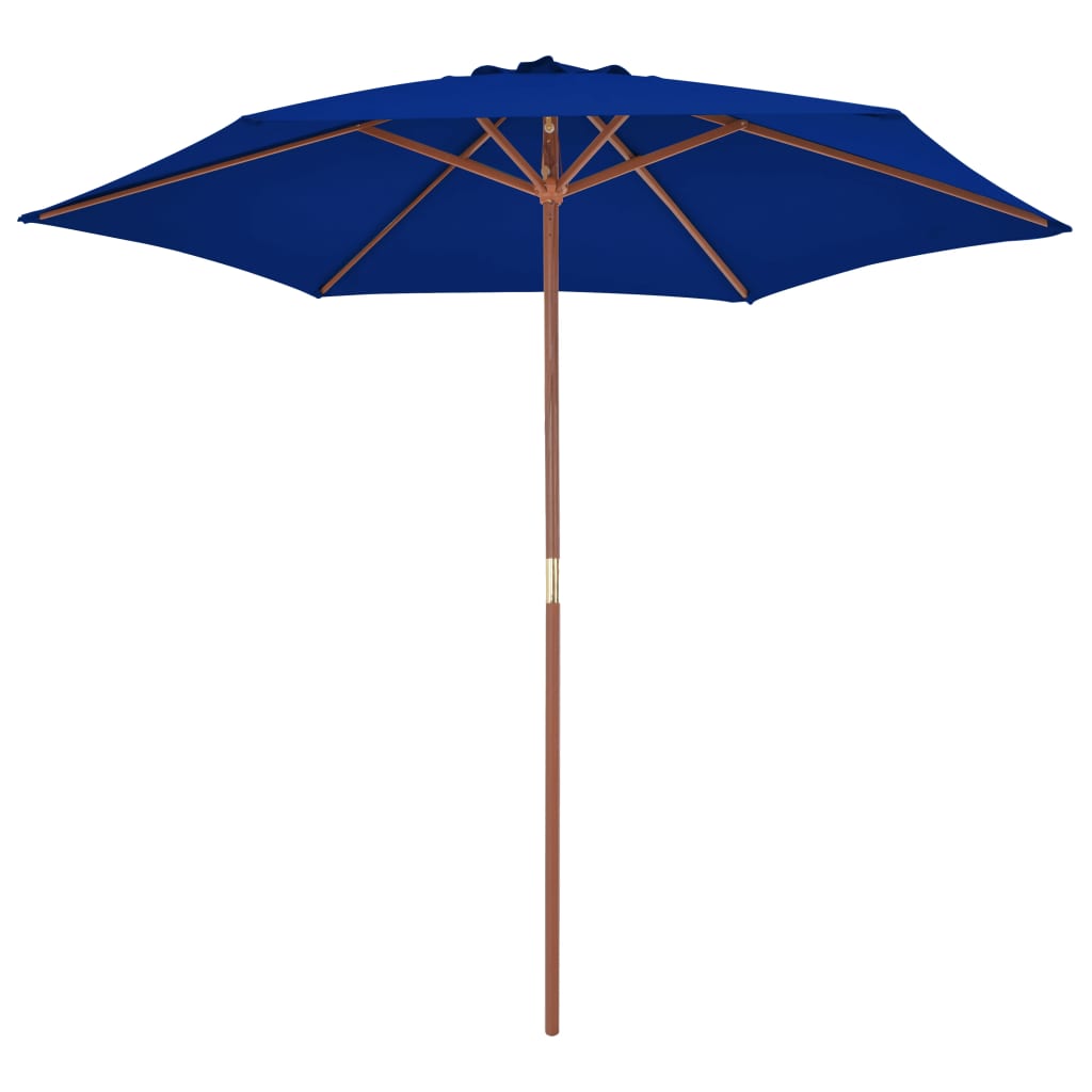 Parasol Met Houten Paal 270 Cm Blauw