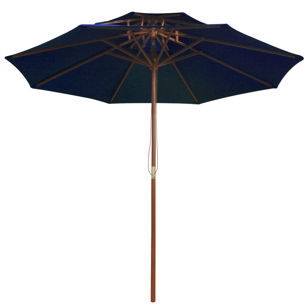 Parasol Dubbeldekker Met Houten Paal 270 Cm Blauw