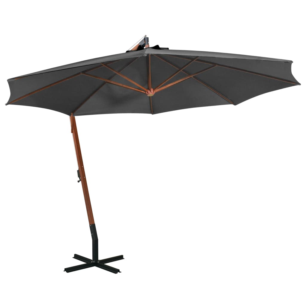 Zweefparasol Met Paal 3,5X2,9 M Massief Vurenhout Antraciet 3.5 x 2.9 m