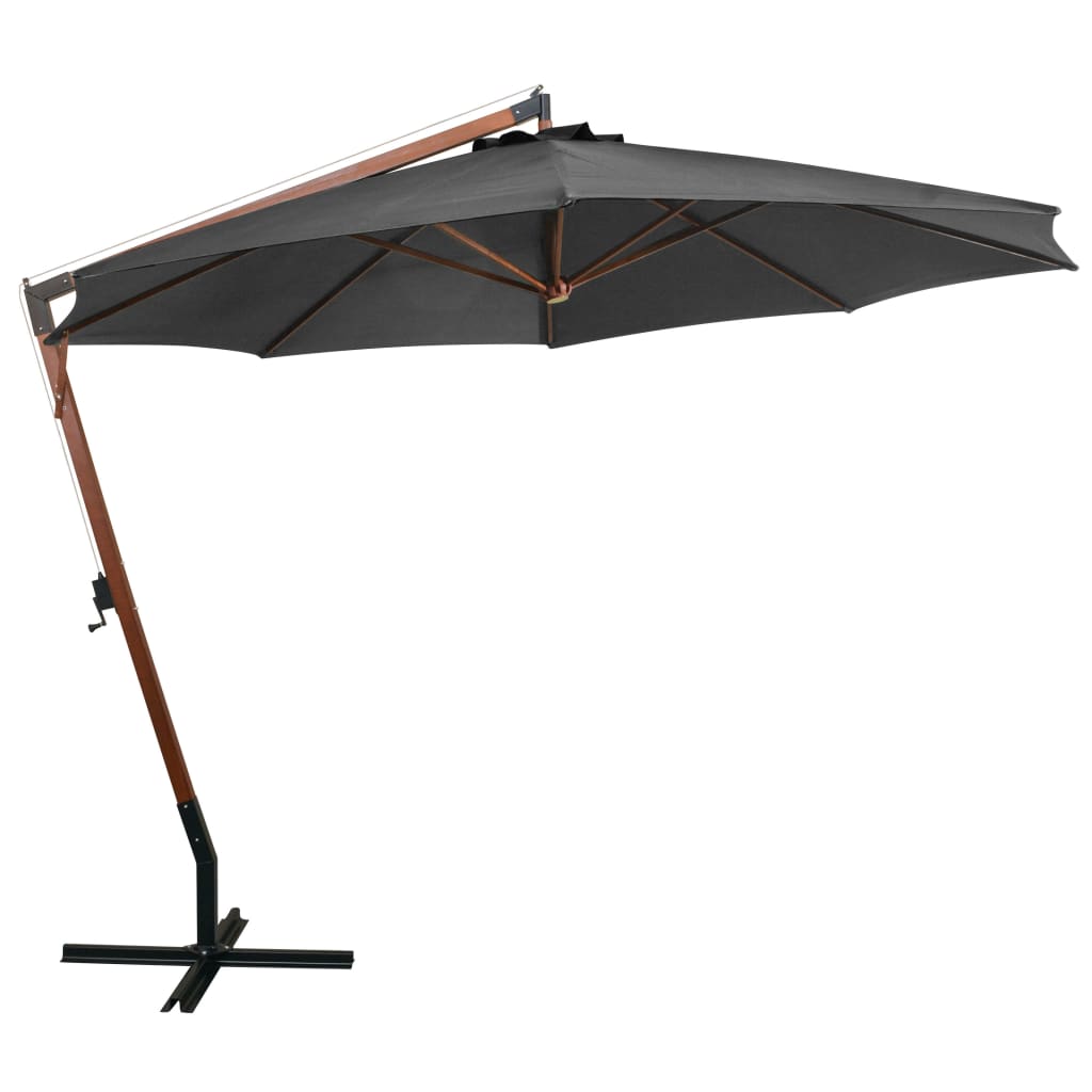 Zweefparasol Met Paal 3,5X2,9 M Massief Vurenhout Antraciet 3.5 x 2.9 m