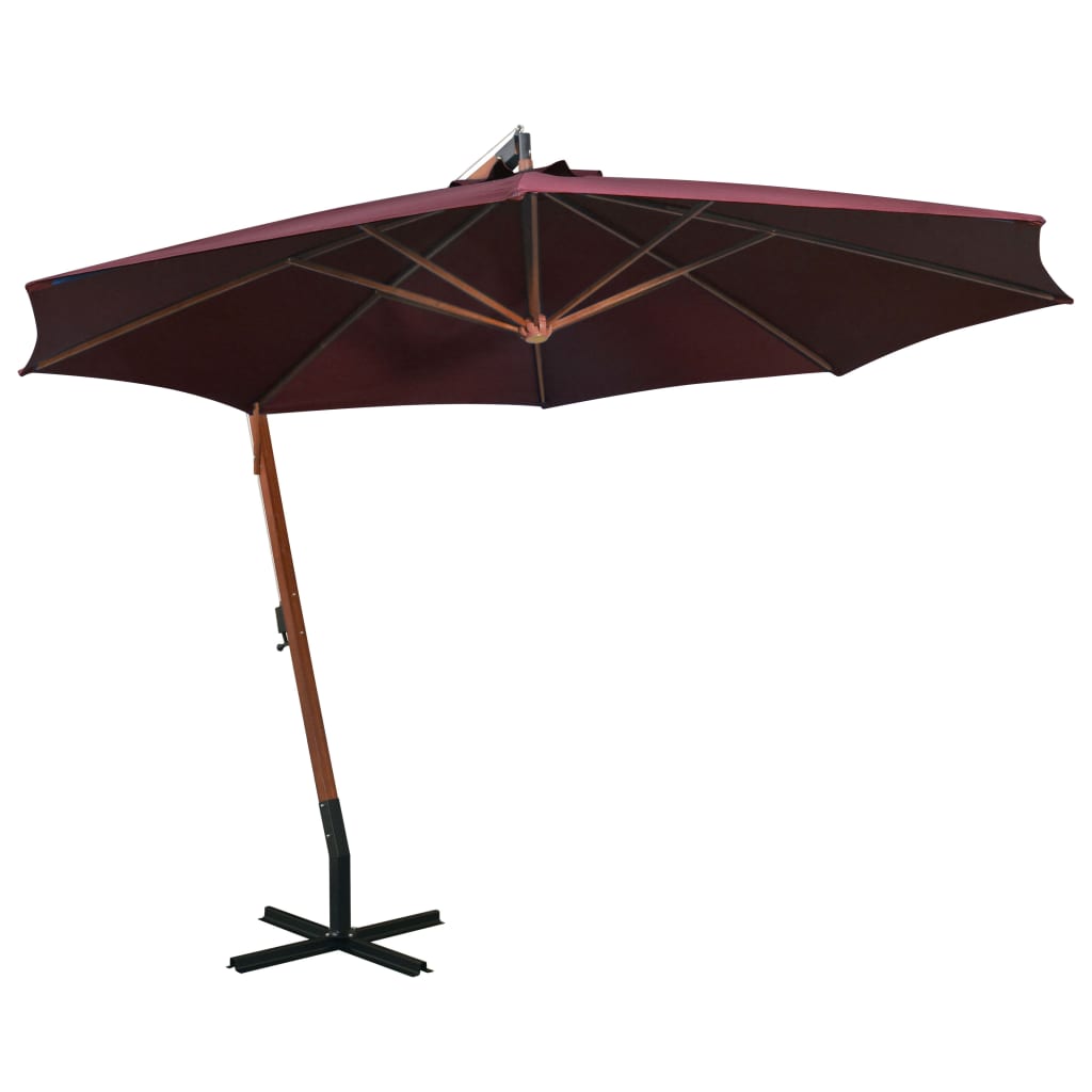 Zweefparasol Met Paal 3,5X2,9 M Massief Vurenhout Bordeauxrood 3.5 x 2.9 m