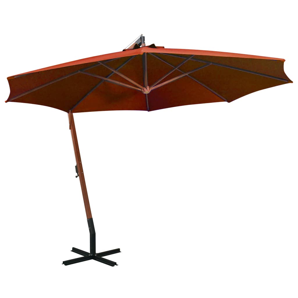 Zweefparasol Met Paal 3,5X2,9 M Massief Vurenhout Terracotta 3.5 x 2.9 m