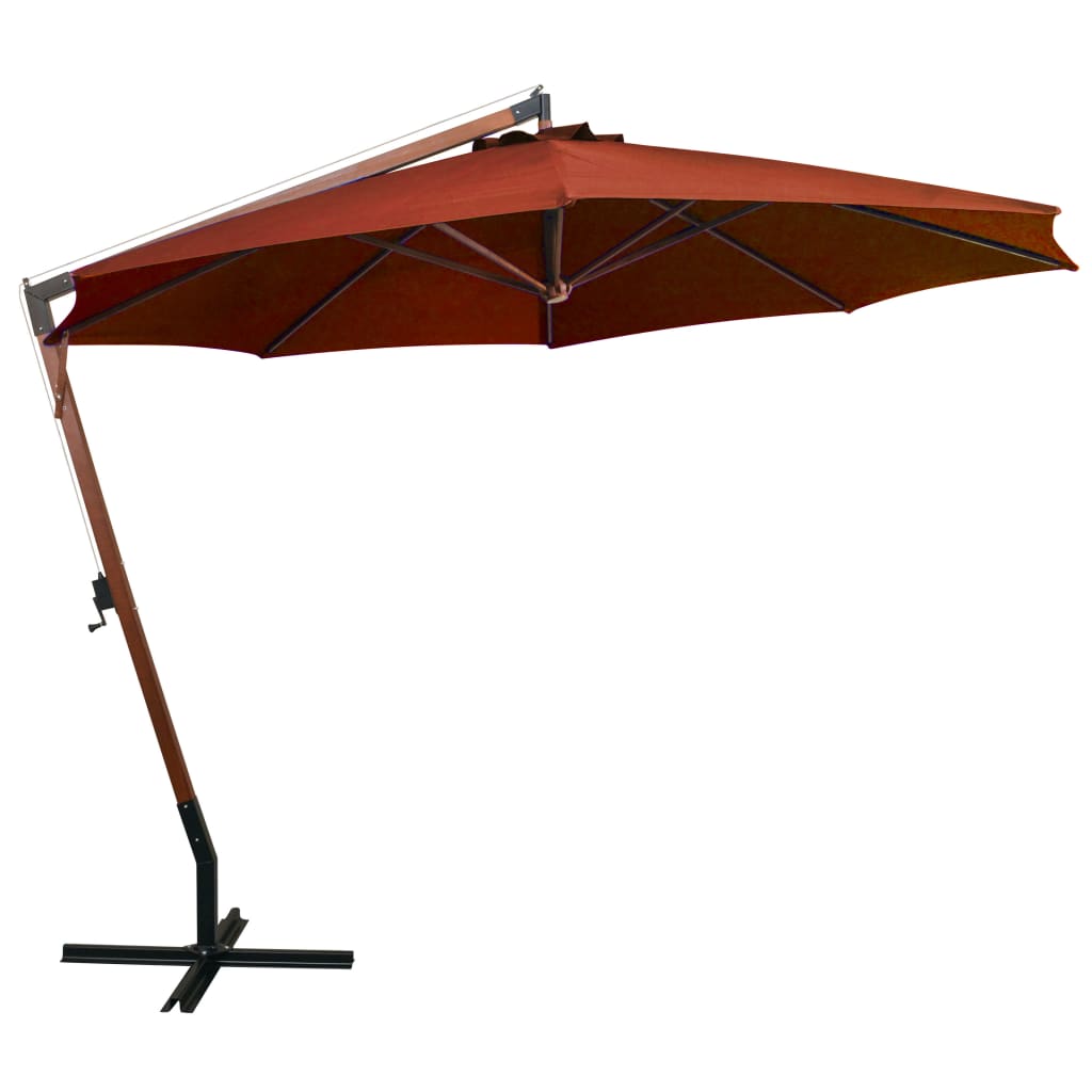 Zweefparasol Met Paal 3,5X2,9 M Massief Vurenhout Terracotta 3.5 x 2.9 m