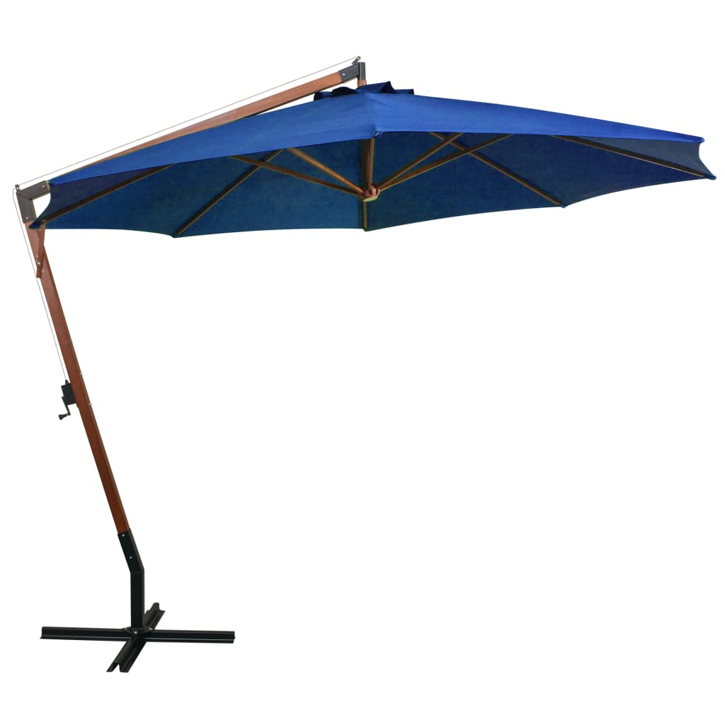 Zweefparasol Met Paal 3,5X2,9 M Massief Vurenhout Azuurblauw 3.5 x 2.9 m azure blue