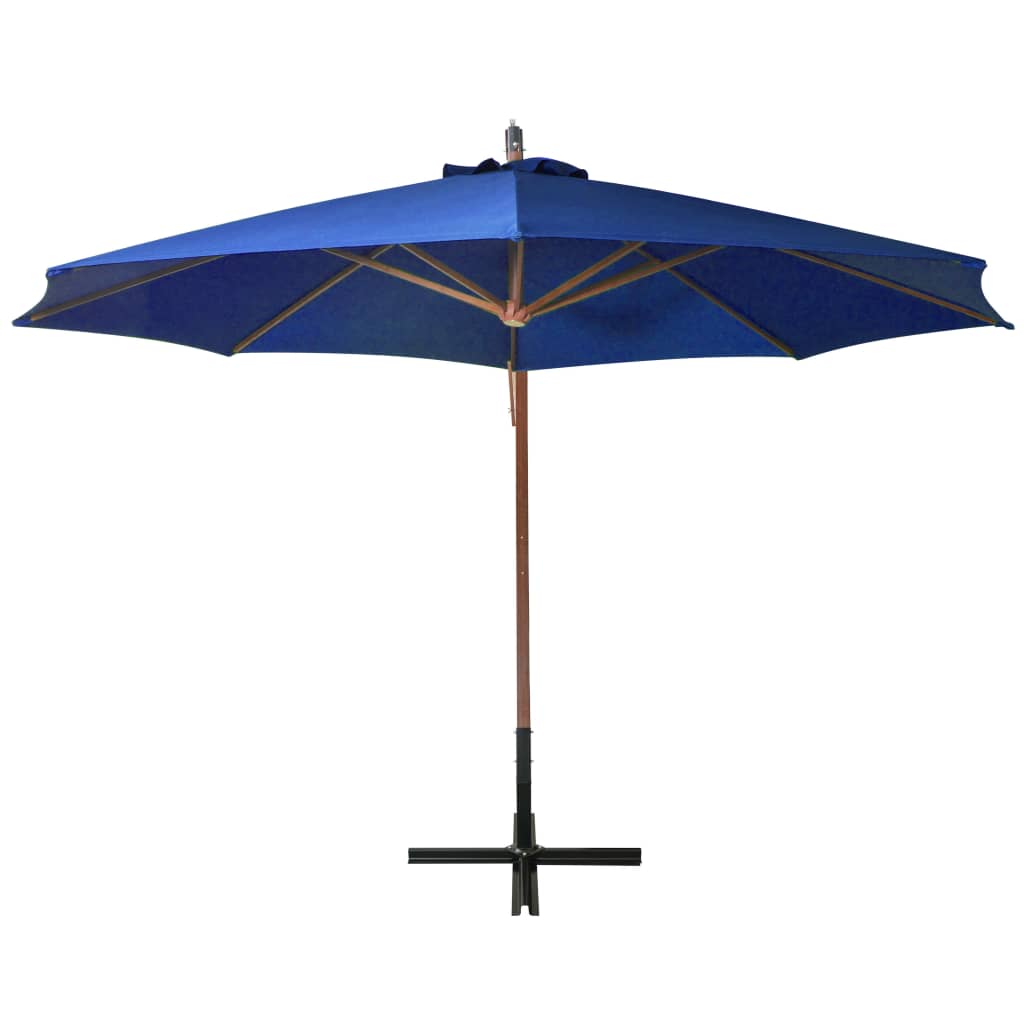 Zweefparasol Met Paal 3,5X2,9 M Massief Vurenhout Azuurblauw 3.5 x 2.9 m azure blue