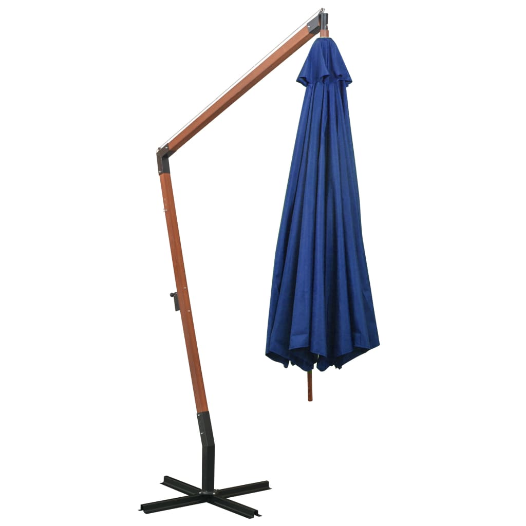 Zweefparasol Met Paal 3,5X2,9 M Massief Vurenhout Azuurblauw 3.5 x 2.9 m azure blue