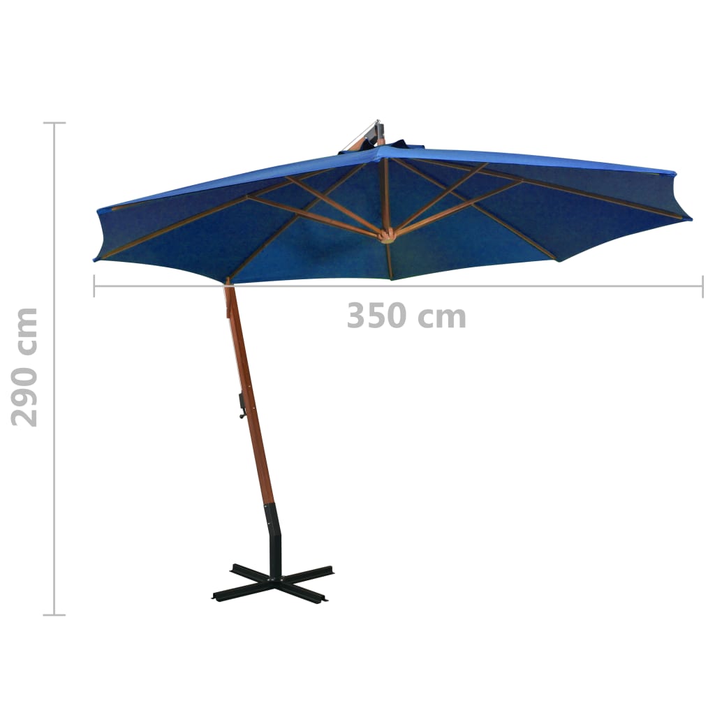 Zweefparasol Met Paal 3,5X2,9 M Massief Vurenhout Azuurblauw 3.5 x 2.9 m azure blue