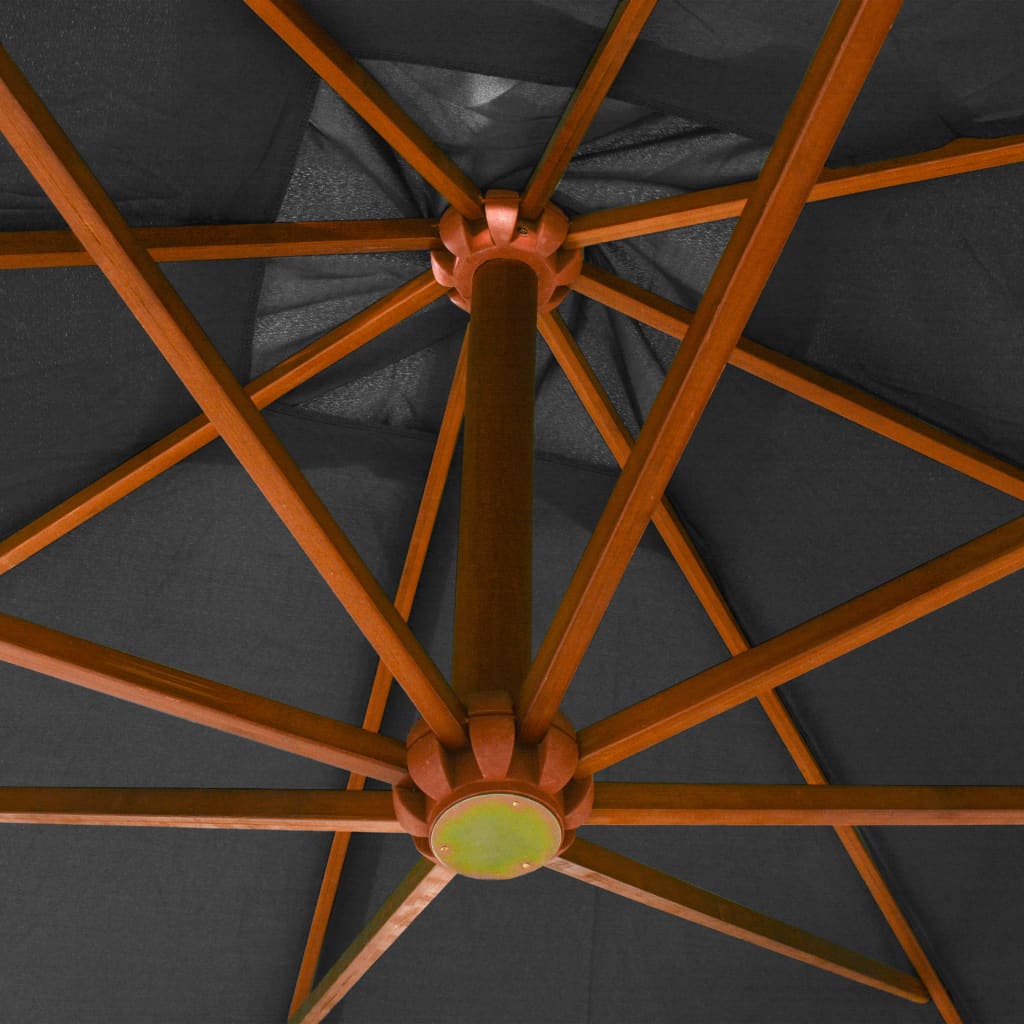 Zweefparasol Met Paal 3X3 M Massief Vurenhout Antracietkleurig 3 x 3 m