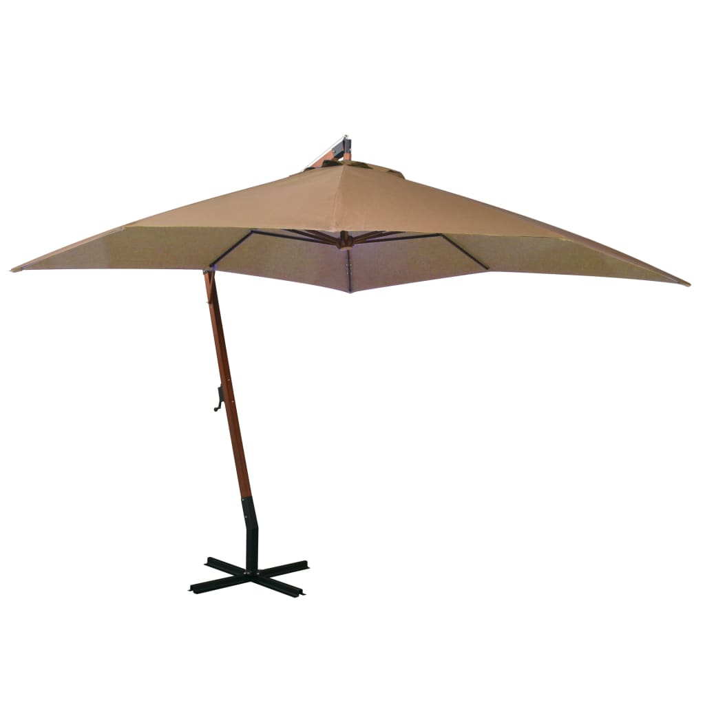 Zweefparasol Met Paal 3X3 M Massief Vurenhout Taupe 3 x 3 m