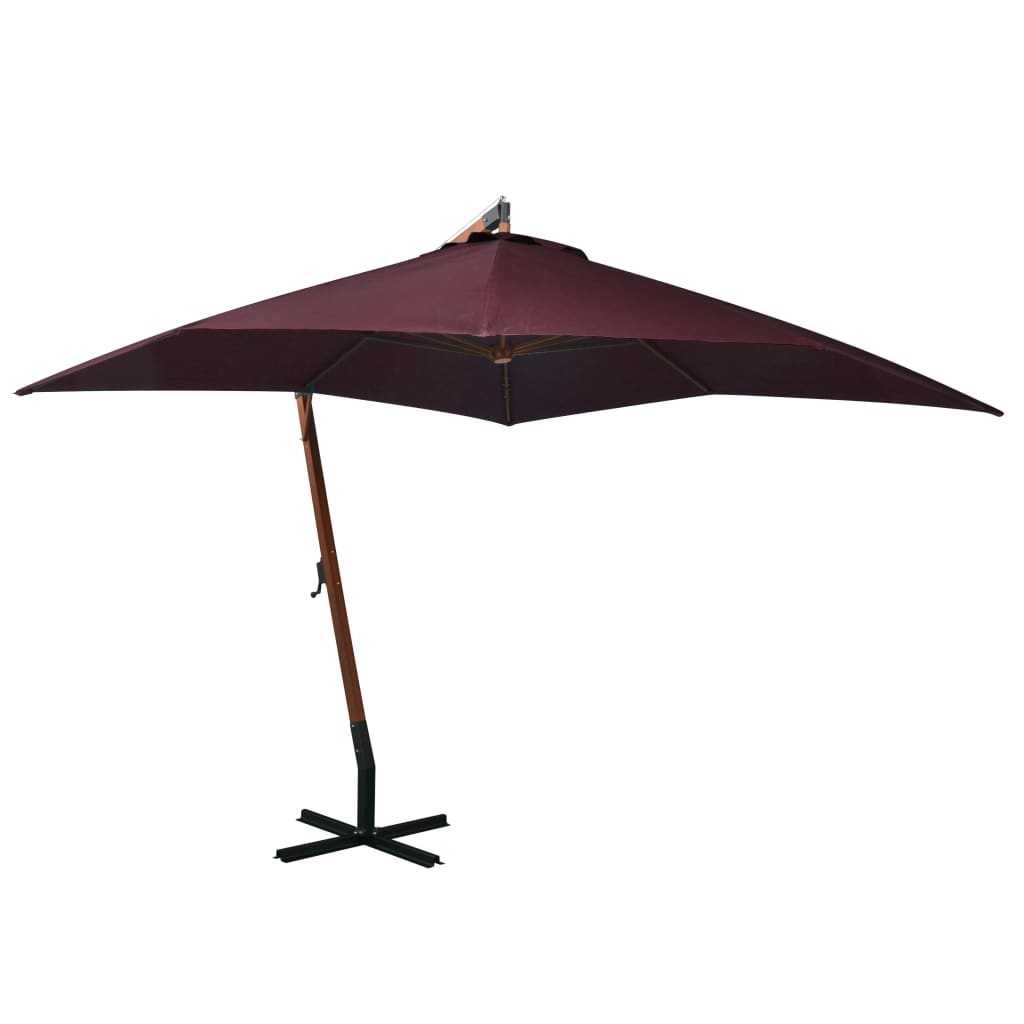 Zweefparasol Met Paal 3X3 M Massief Vurenhout Bordeauxrood 3 x 3 m