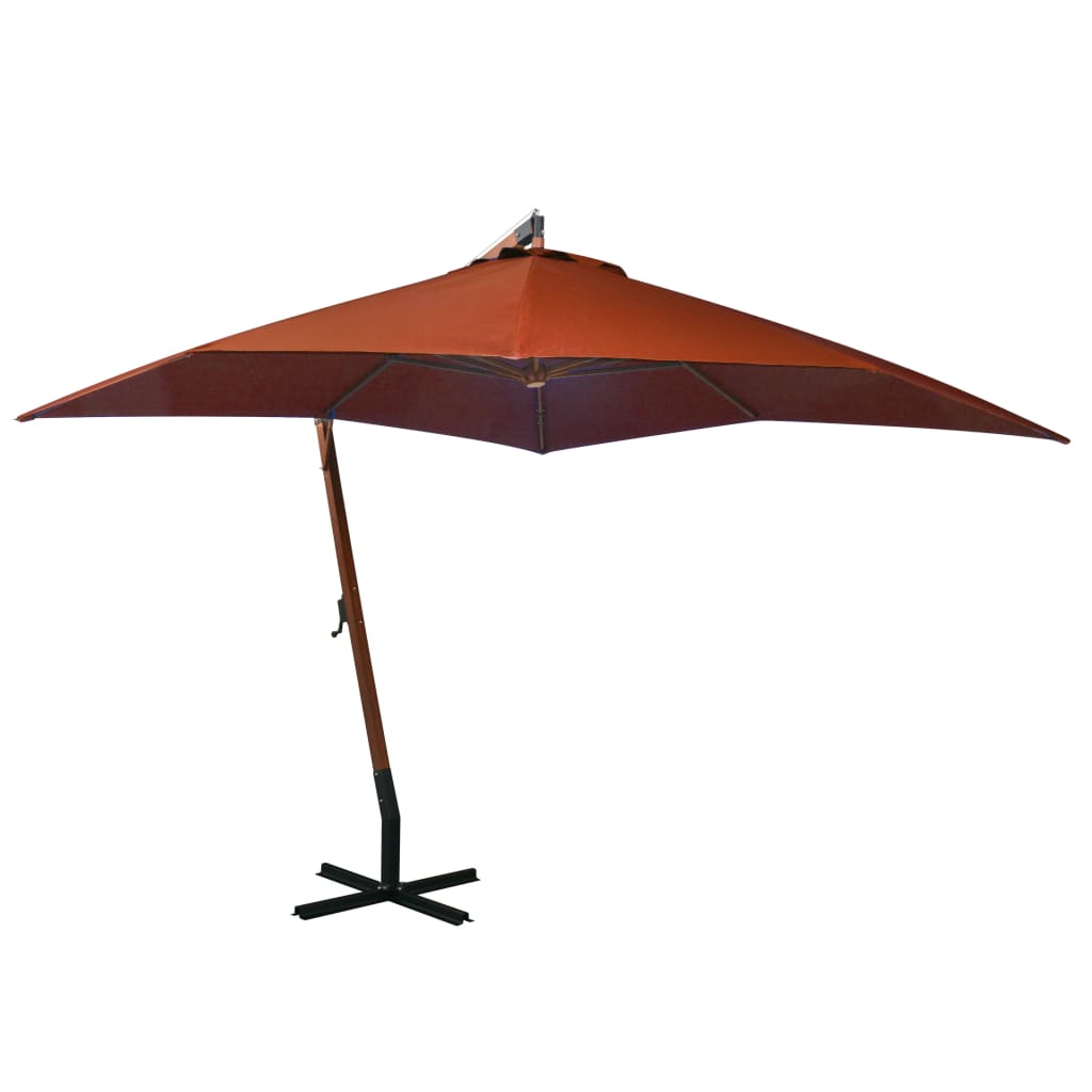 Zweefparasol Met Paal 3X3 M Massief Vurenhout Terracotta 3 x 3 m