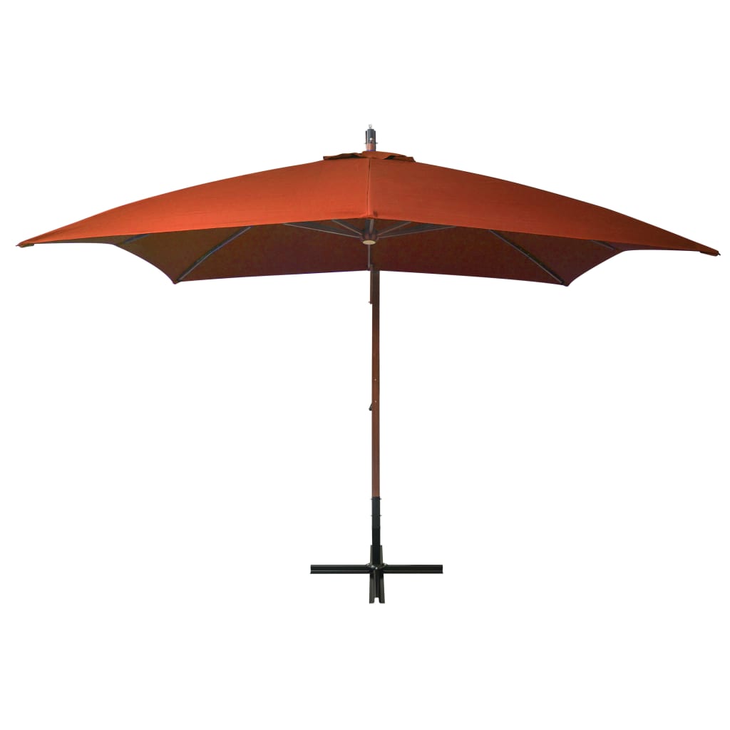 Zweefparasol Met Paal 3X3 M Massief Vurenhout Terracotta 3 x 3 m