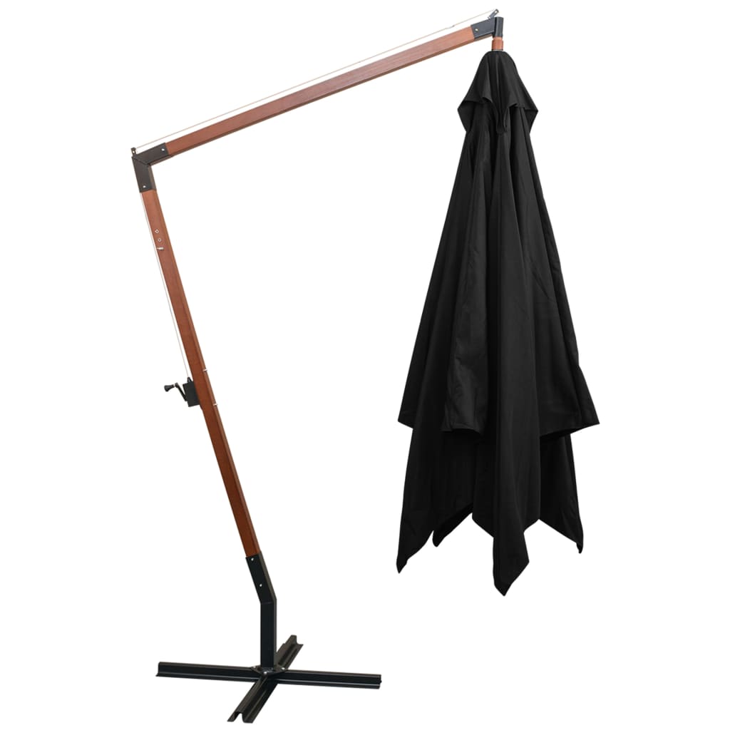 Zweefparasol Met Paal 3X3 M Massief Vurenhout Zwart 3 x 3 m