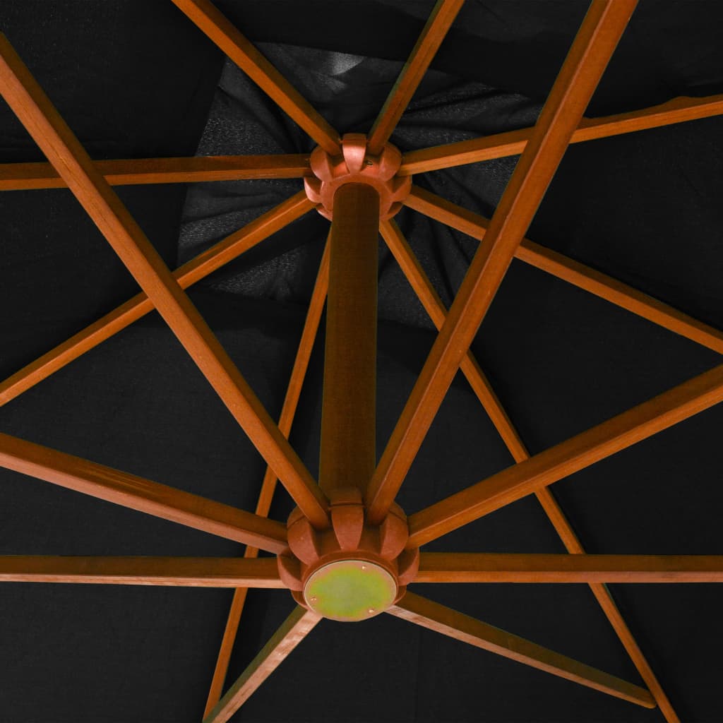 Zweefparasol Met Paal 3X3 M Massief Vurenhout Zwart 3 x 3 m