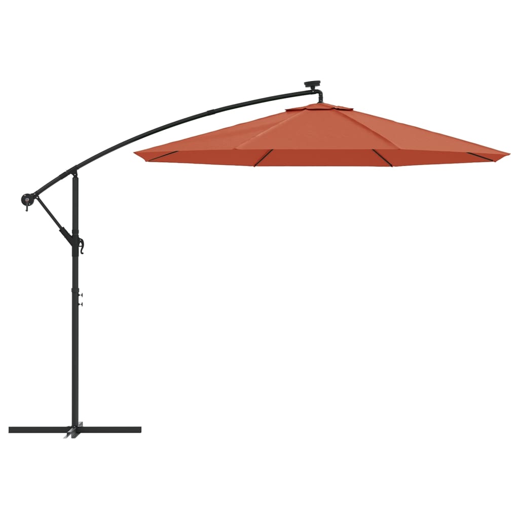 Zweefparasol Met Led-Verlichting En Stalen Paal Terracotta 300 cm
