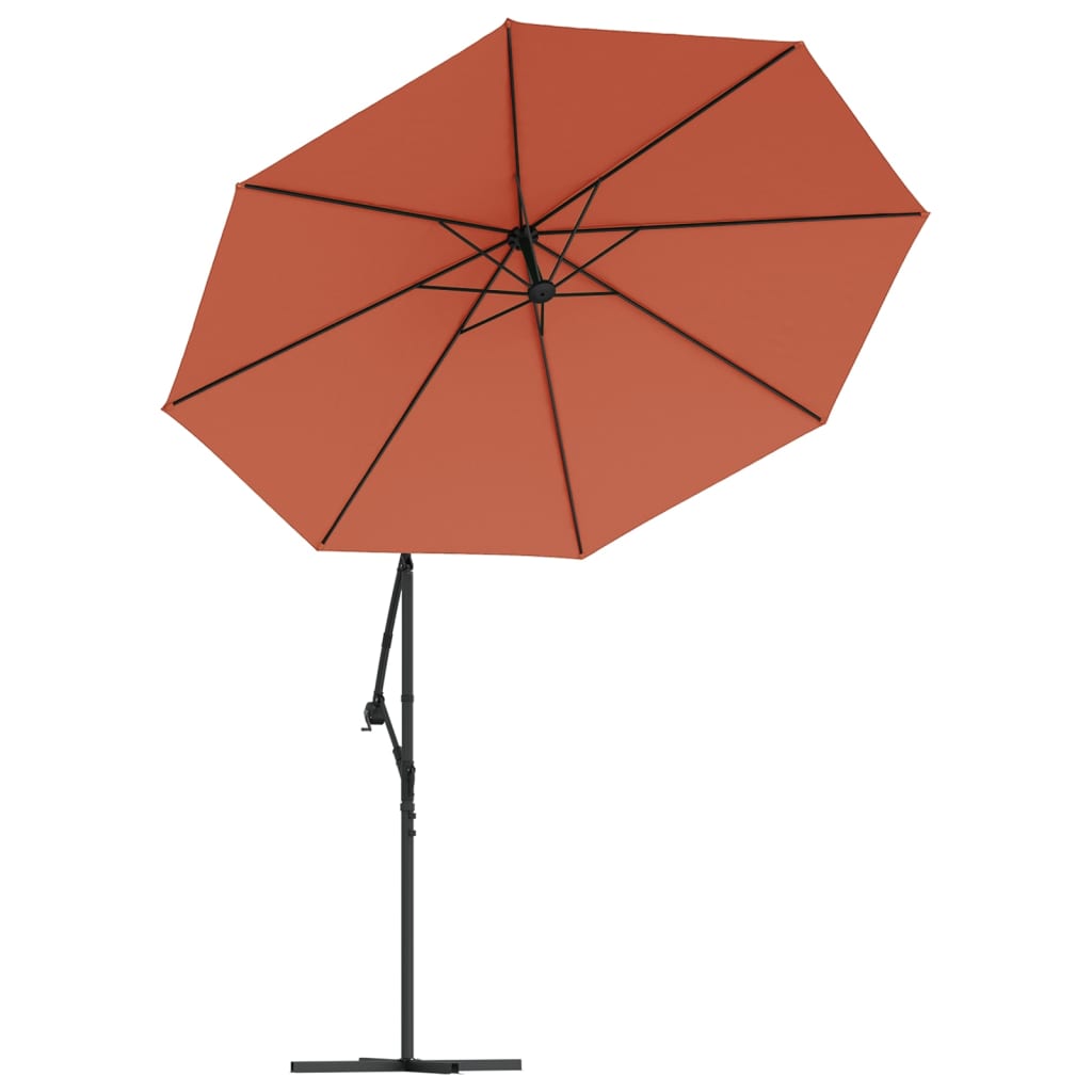 Zweefparasol Met Led-Verlichting En Stalen Paal Terracotta 300 cm