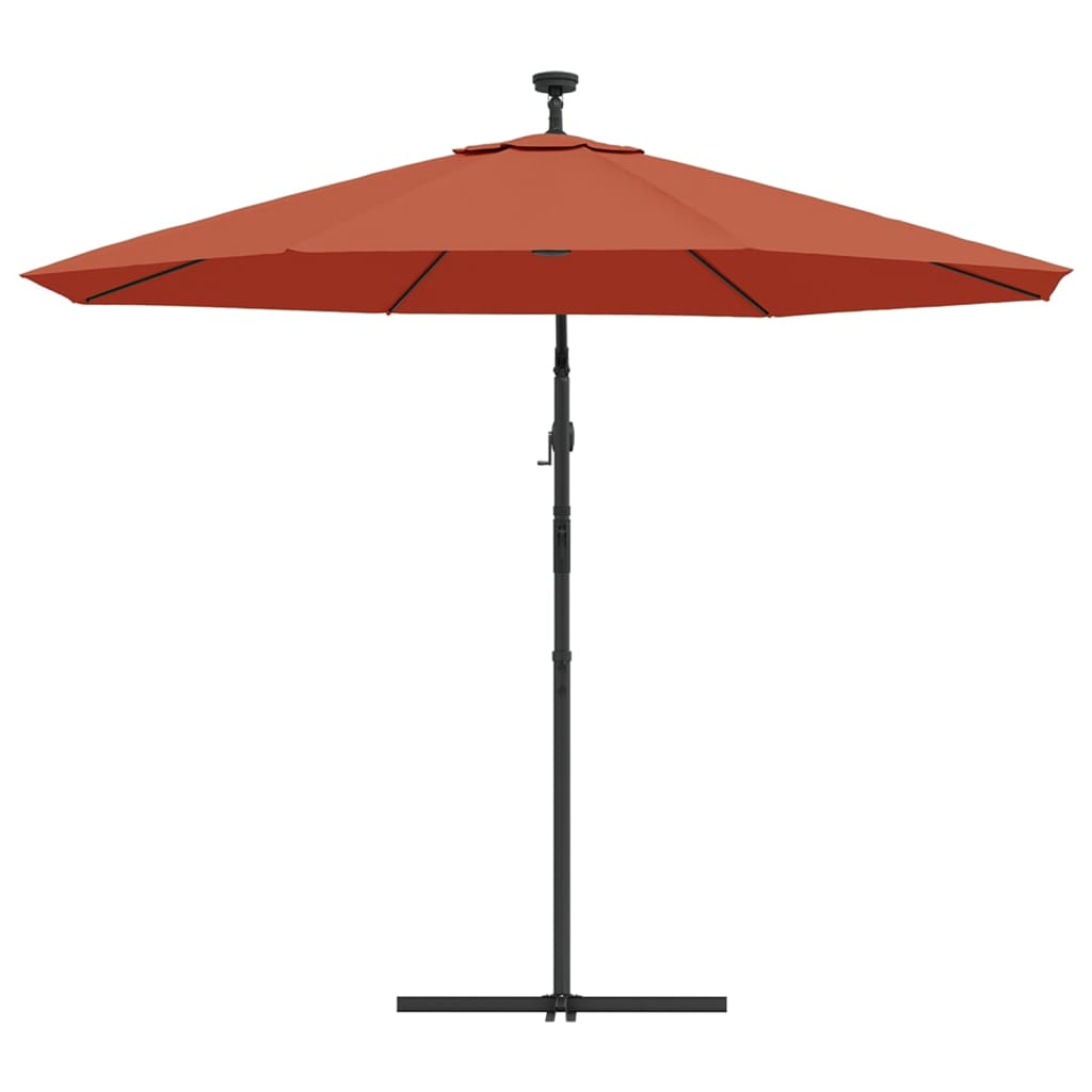 Zweefparasol Met Led-Verlichting En Stalen Paal Terracotta 300 cm
