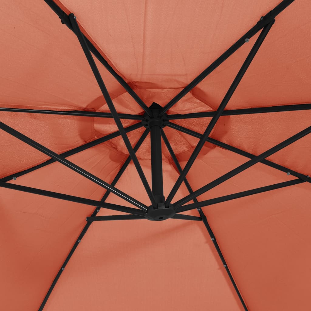 Zweefparasol Met Led-Verlichting En Stalen Paal Terracotta 300 cm