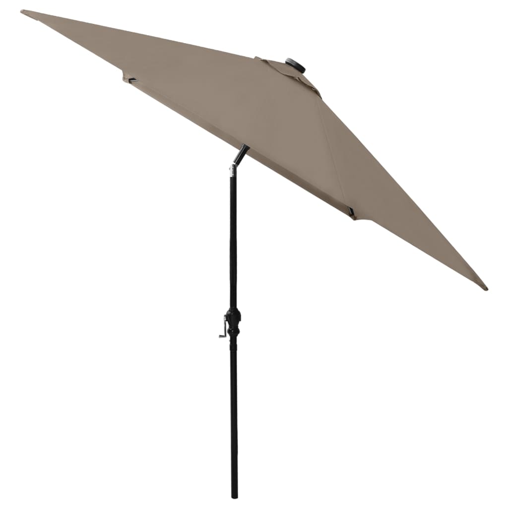 Parasol Met Led's En Stalen Paal 2X3 M Taupe