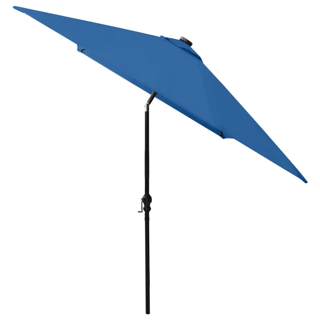 Parasol Met Led's En Stalen Paal 2X3 M Azuurblauw azure blue