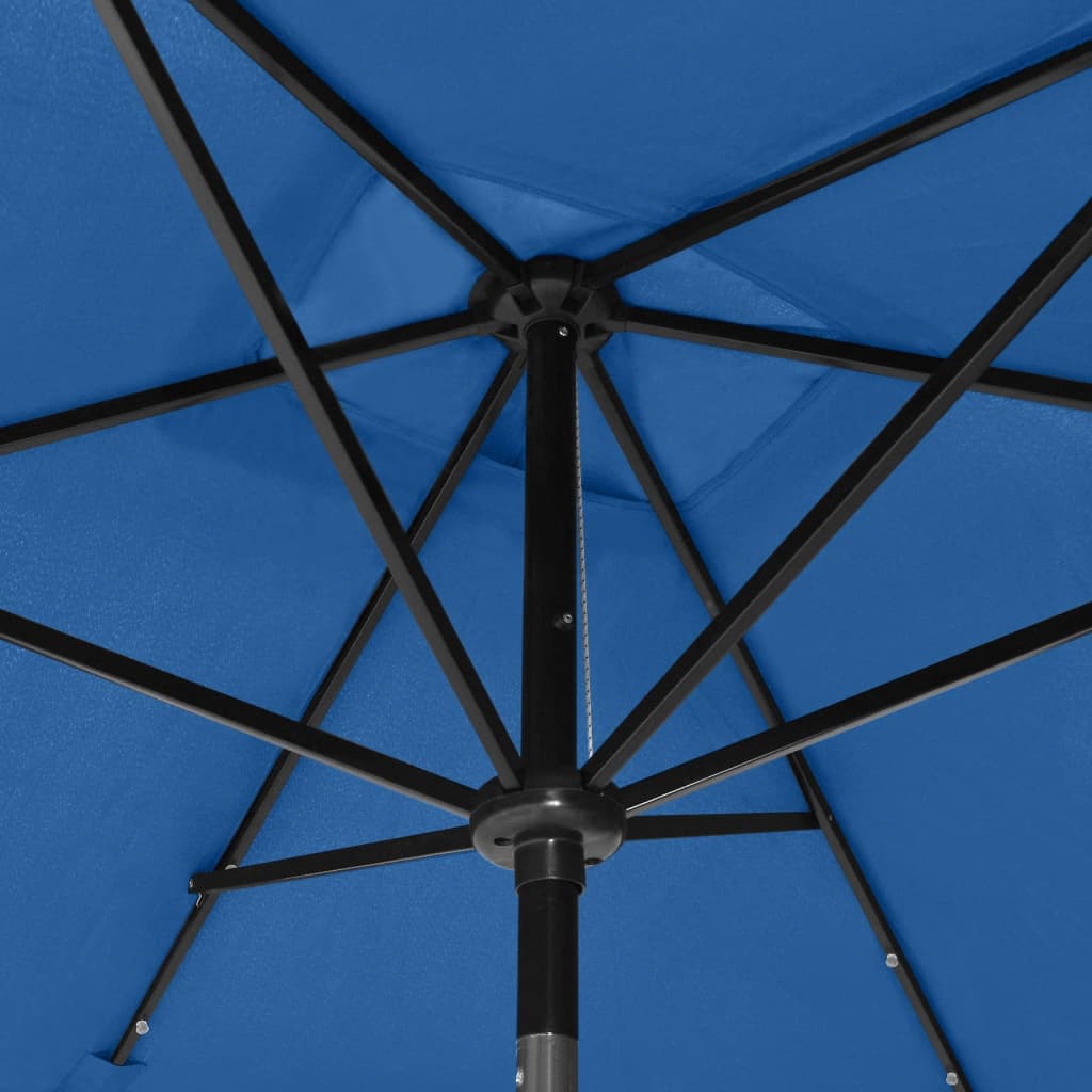 Parasol Met Led's En Stalen Paal 2X3 M Azuurblauw azure blue