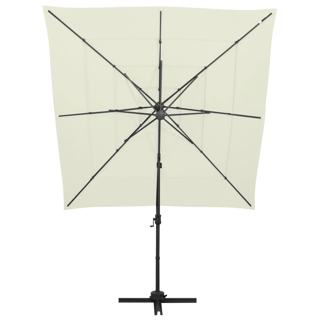 Parasol 4-Laags Met Aluminium Paal 250X250 Cm Zandkleurig