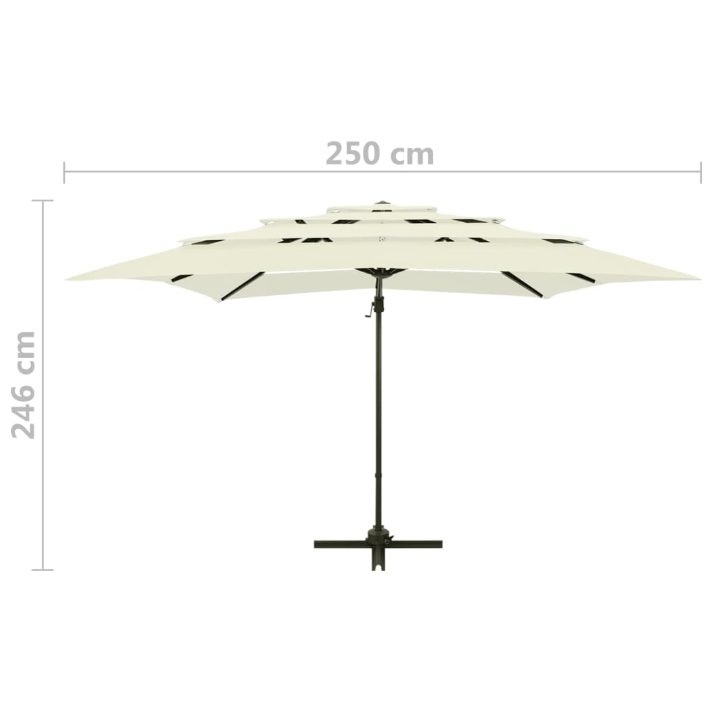 Parasol 4-Laags Met Aluminium Paal 250X250 Cm Zandkleurig