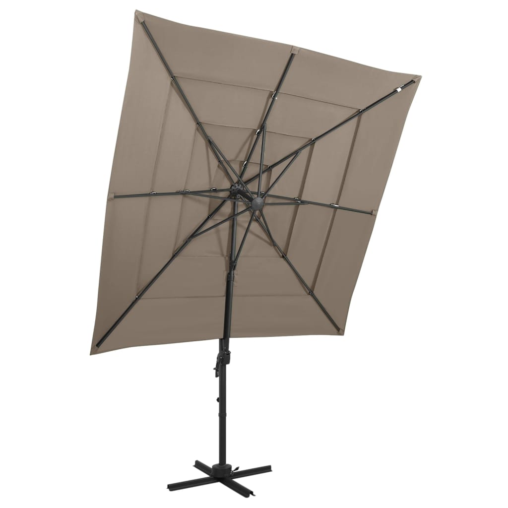 Parasol 4-Laags Met Aluminium Paal 250X250 Cm Taupe