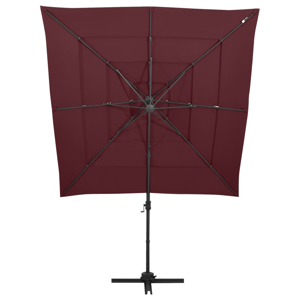 Parasol 4-Laags Met Aluminium Paal 250X250 Cm Bordeauxrood