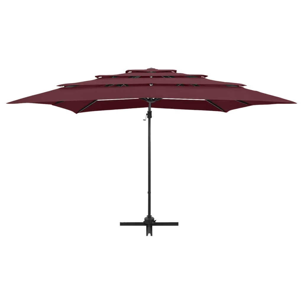 Parasol 4-Laags Met Aluminium Paal 250X250 Cm Bordeauxrood